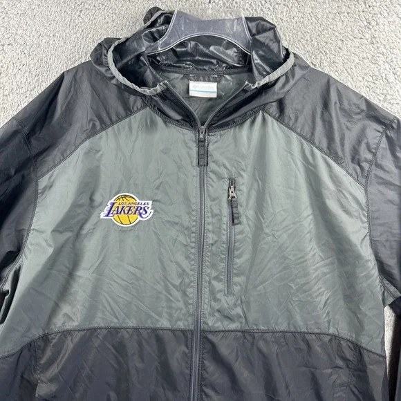 Los Angeles‎ Lakers Windbreaker Mens XL Black Flash Forward Hood Jacket Columbia - Picture 2 of 9